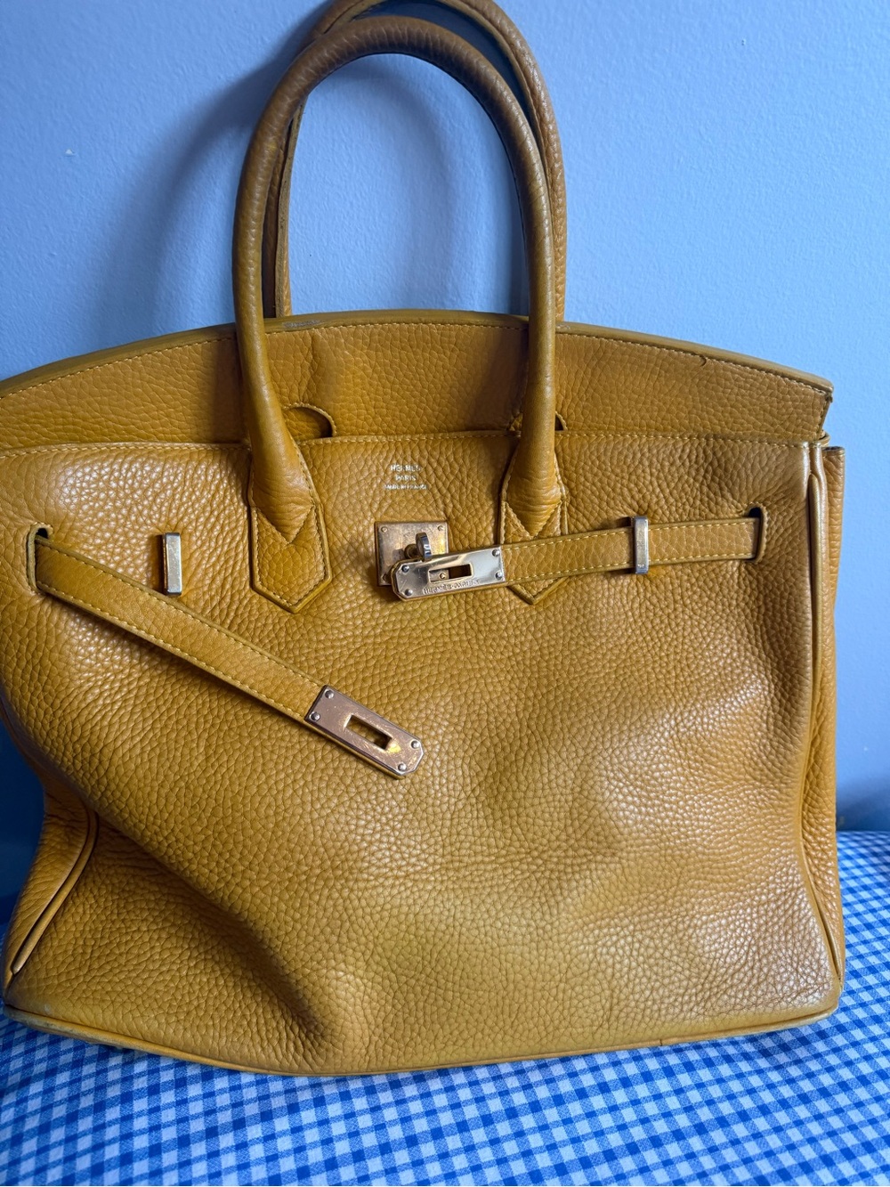 Designer-Inspired Mustard Leather Satchel Bag